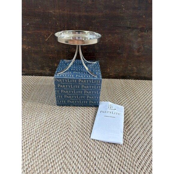 Partylite Jar Pedestal Nickel Plate New In Box - Picture 1 of 6